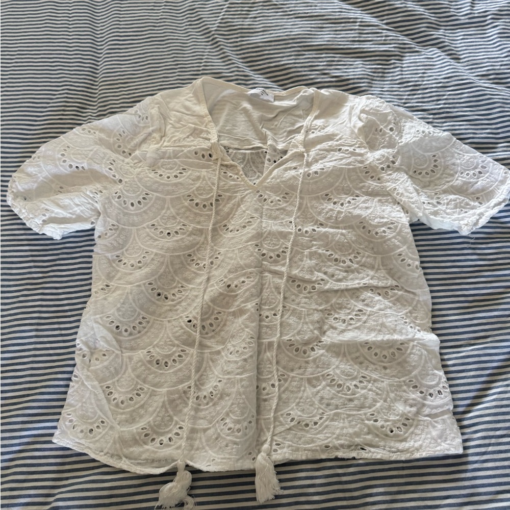 Garance Paris White Eyelet Blouse
